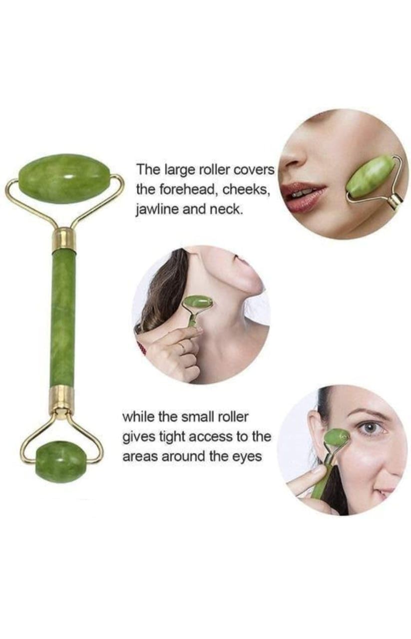 Jade Roller with Gua Sha Stone, Ice Roller, 3-In-1 Facial Massager Set Combo For Skin, Eyes, And Body, Reusable Face Tool Kit