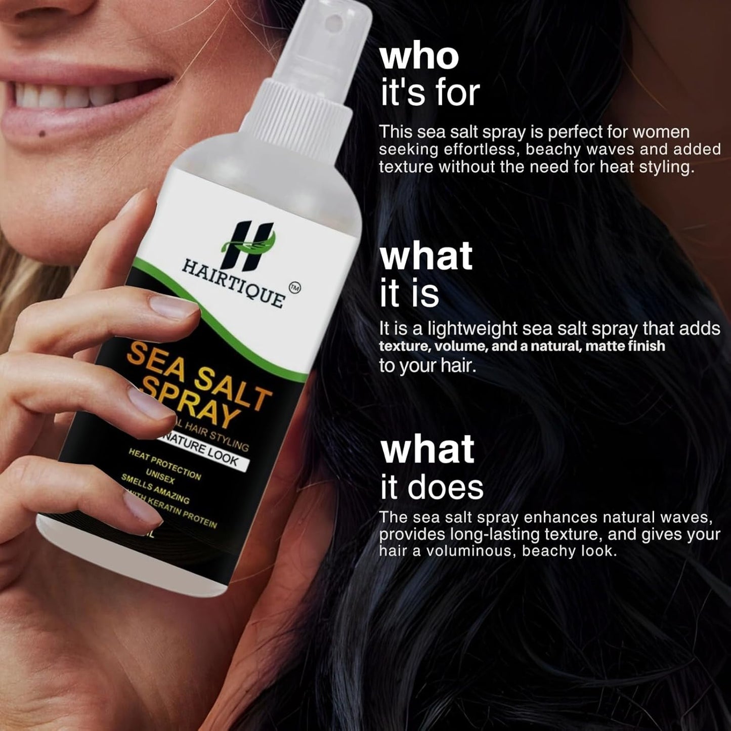 Sea Salt Spray For Hair Volume, Texture, Smooth Hair & Hair Styling