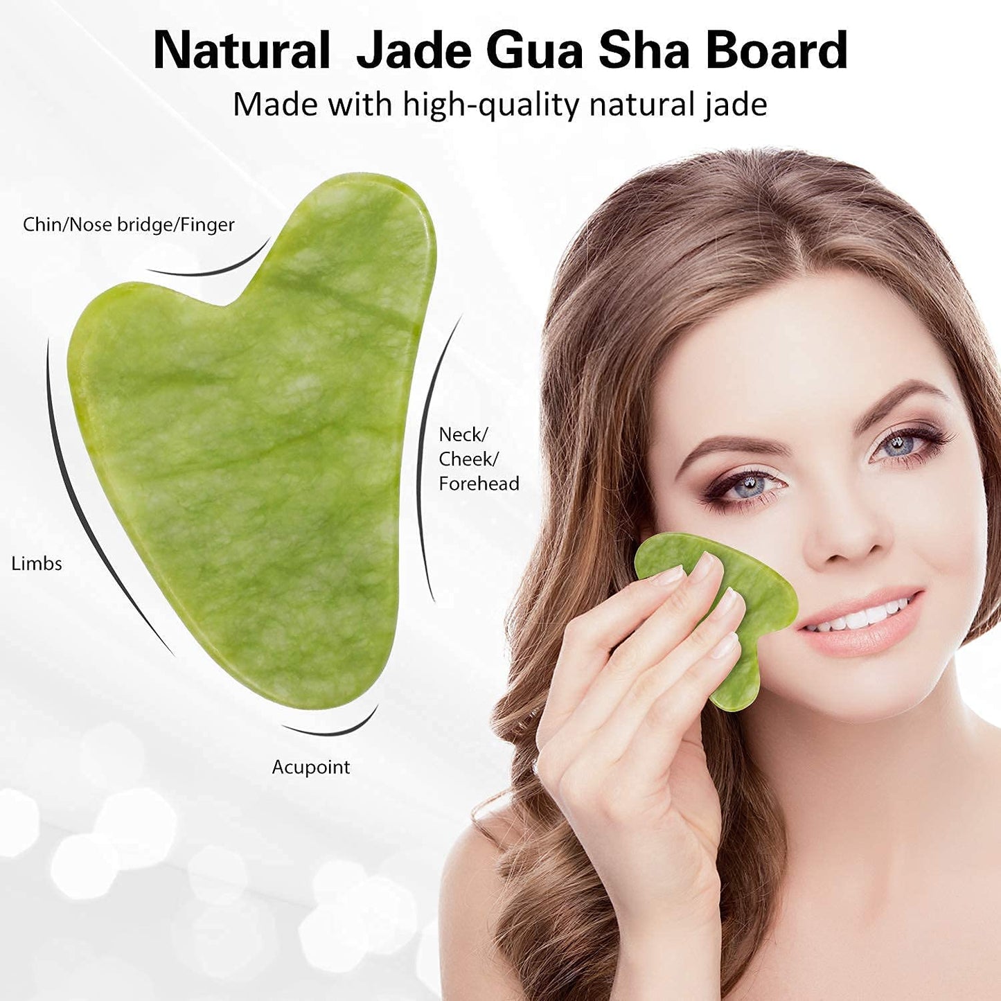 Jade Roller with Gua Sha Stone, Ice Roller, 3-In-1 Facial Massager Set Combo For Skin, Eyes, And Body, Reusable Face Tool Kit