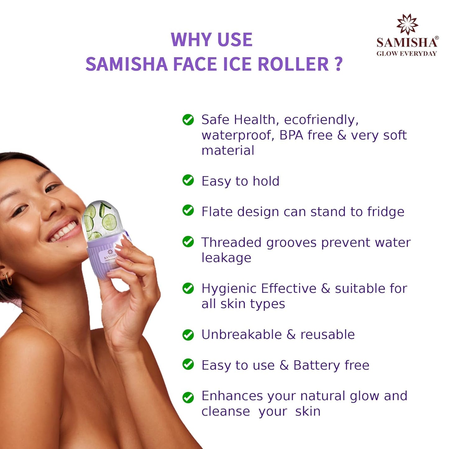 Jade Roller with Gua Sha Stone, Ice Roller, 3-In-1 Facial Massager Set Combo For Skin, Eyes, And Body, Reusable Face Tool Kit