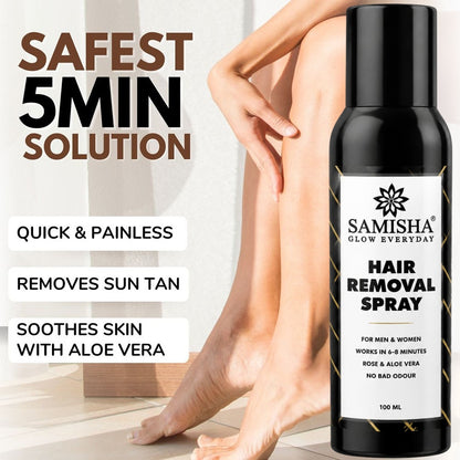 Samisha Hair Removal Spray for Men & Women – Original & Organic Painless Hair Remover (100ml)