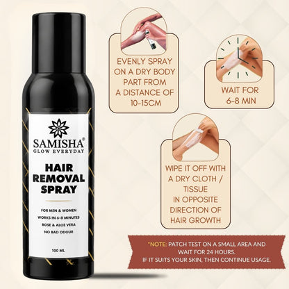 Samisha Hair Removal Spray for Men & Women – Original & Organic Painless Hair Remover (100ml)