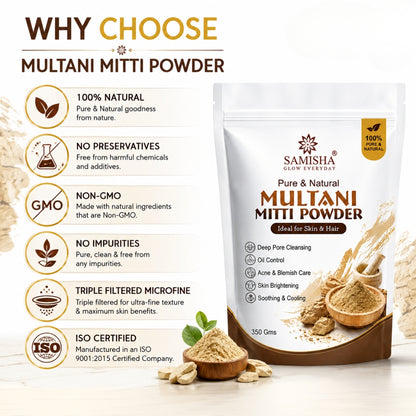 Multani Mitti Powder – Natural Fuller's Earth for Deep Cleansing & Glowing Skin - 350 G