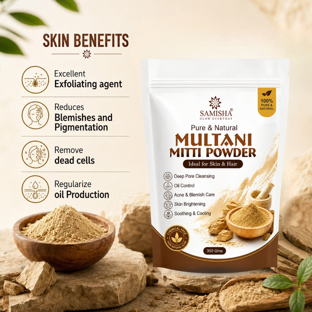 Multani Mitti Powder – Natural Fuller's Earth for Deep Cleansing & Glowing Skin - 350 G