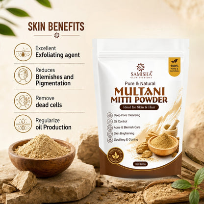 Multani Mitti Powder – Natural Fuller's Earth for Deep Cleansing & Glowing Skin - 350 G