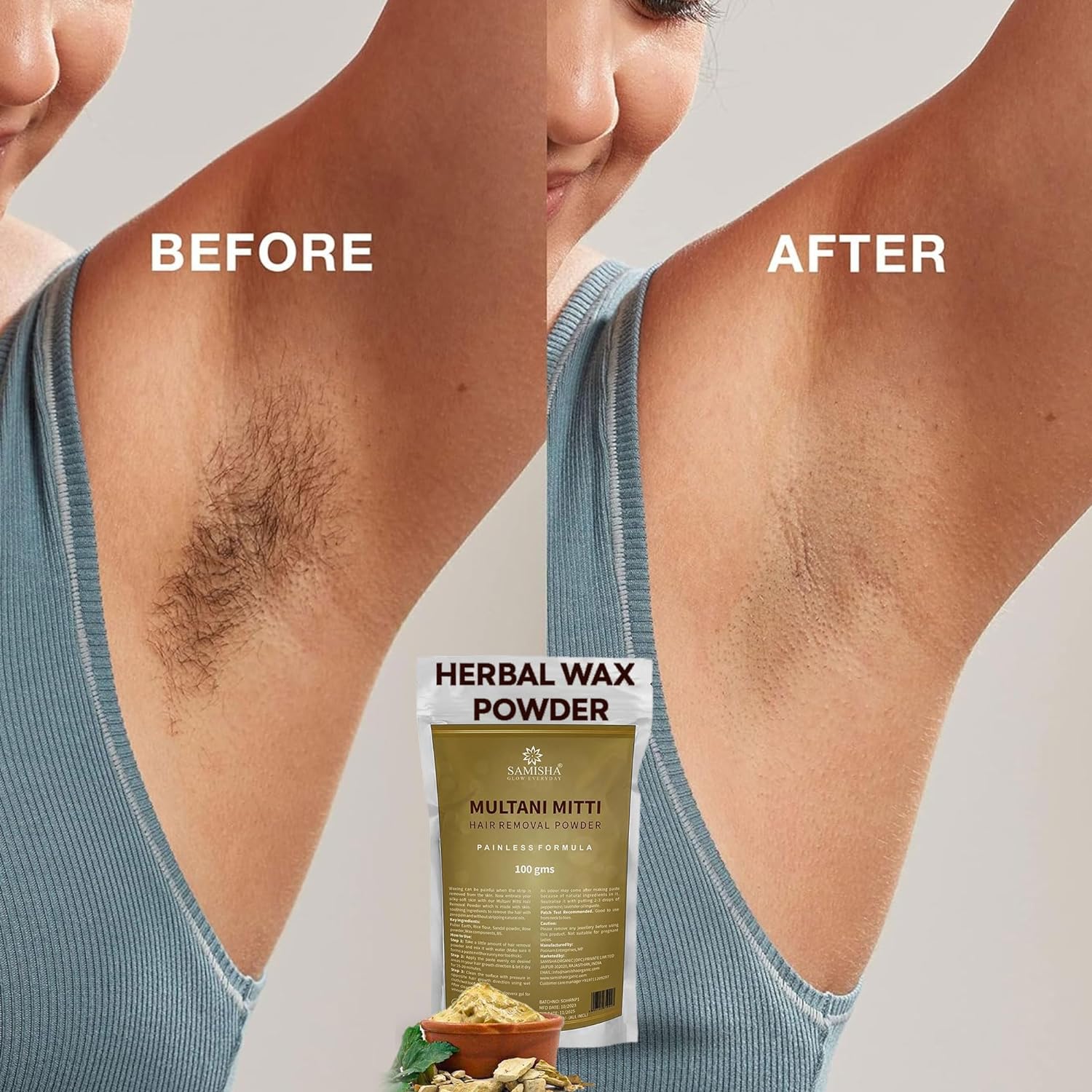 Multani Mitti Hair Removal Powder 100gm Samisha Organic