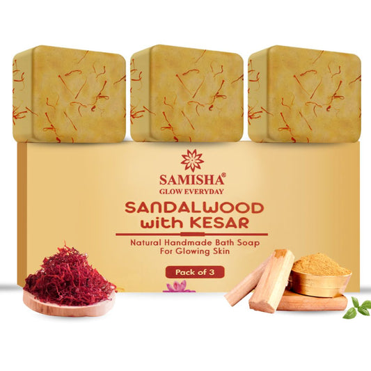 Handmade Sandalwood & Saffron Soap - Pack of 3 - 375 gm