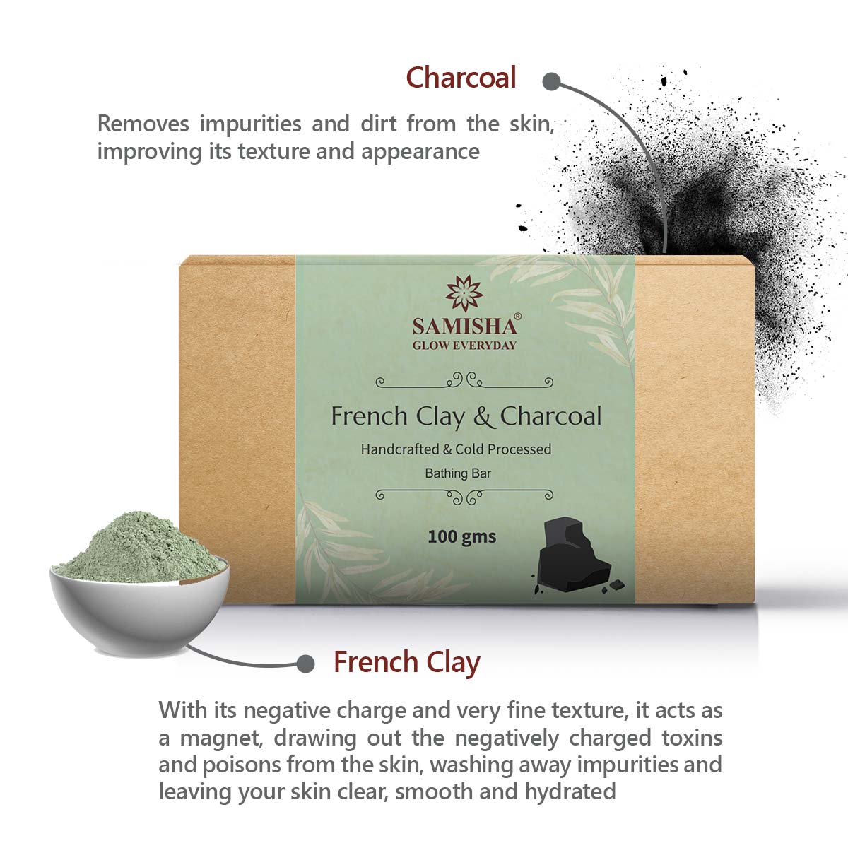 French Green Clay & Charcoal Soap - 100gm